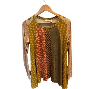 Logo by Lori Goldstein Patchwork High-Low Tunic Top S Stretchy Comfy Flowy